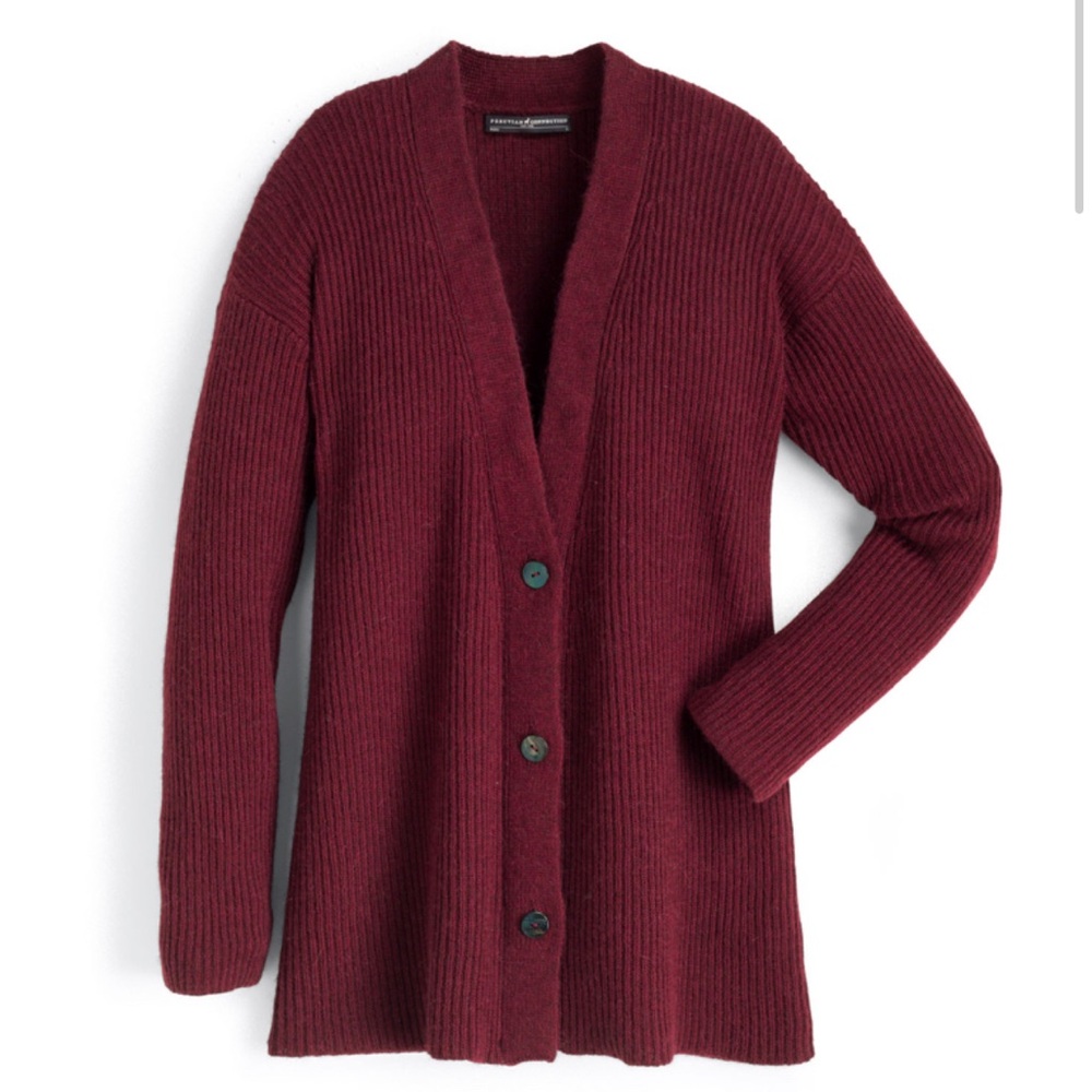 Peruvian Connection ribbed boyfriend baby Alpaca oversized cardigan